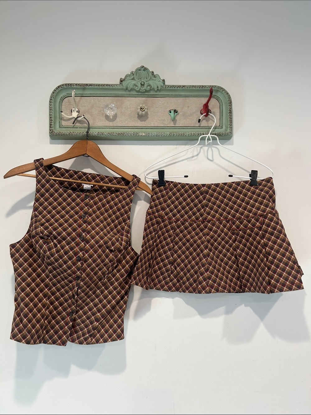 Brown Plaid Mini Skirt - Women's Skirt - Picture 2 of 12